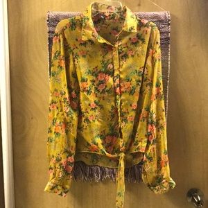 Fall floral button up shirt